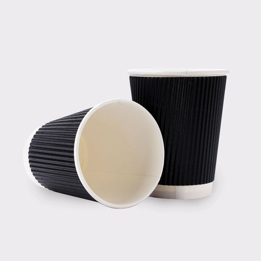 500 Pieces 8 Oz Black Ripple Paper Cups