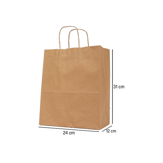 250 Pieces Kraft Brown Paper Bag Twisted Handle